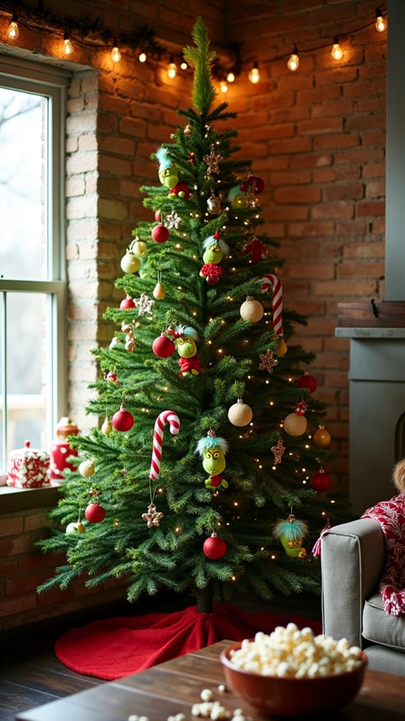 grinch themed movie night tree