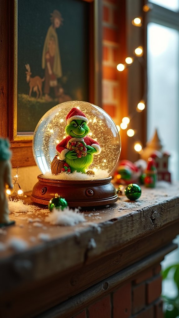 grinchy snow globe charm