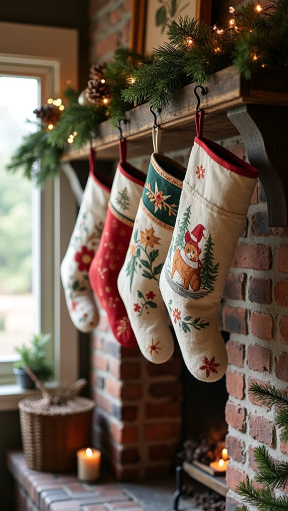 hand painted festive stockings charm