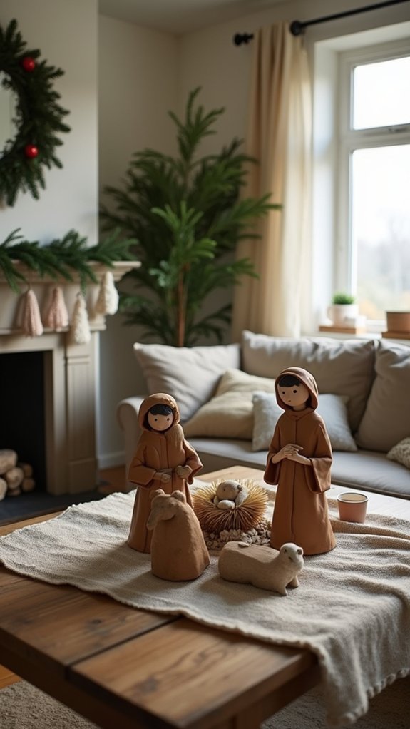 handcrafted christmas nativity scene