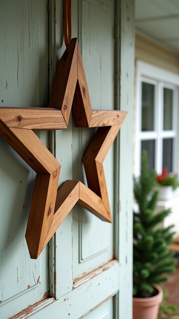 handcrafted geometric wooden wreath