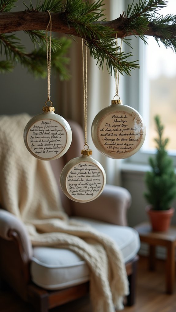 handwritten recipe memory ornaments