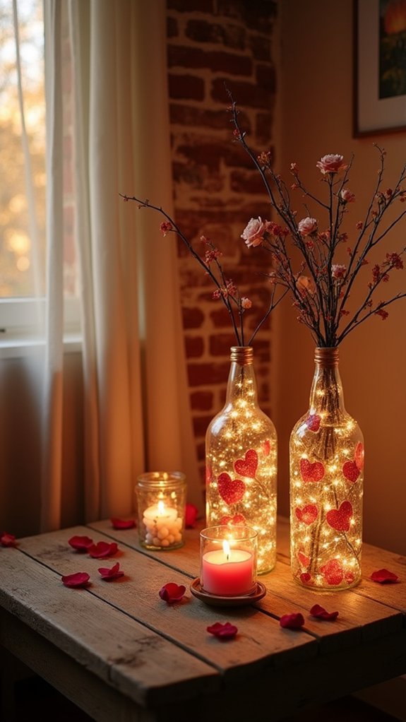 heart themed decorative light bottles