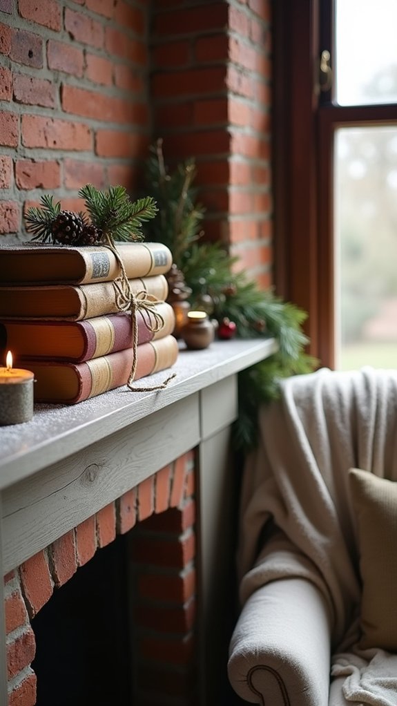 holiday book stack decor