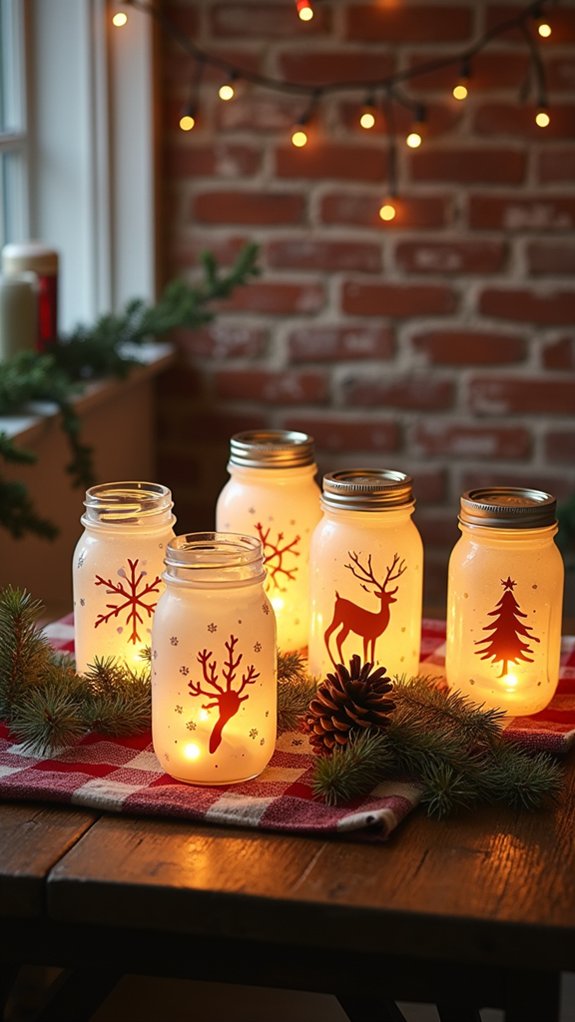 holiday painted jar centerpieces