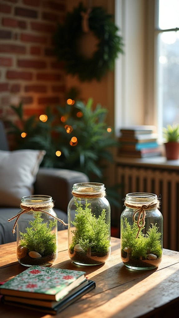 holiday themed glass terrariums