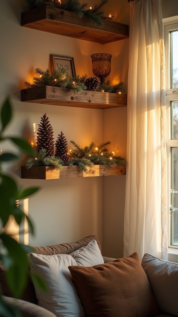 illuminated floating shelf decor