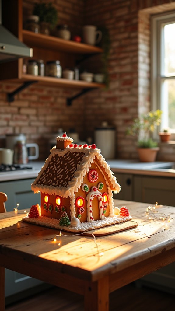 illuminated holiday gingerbread display
