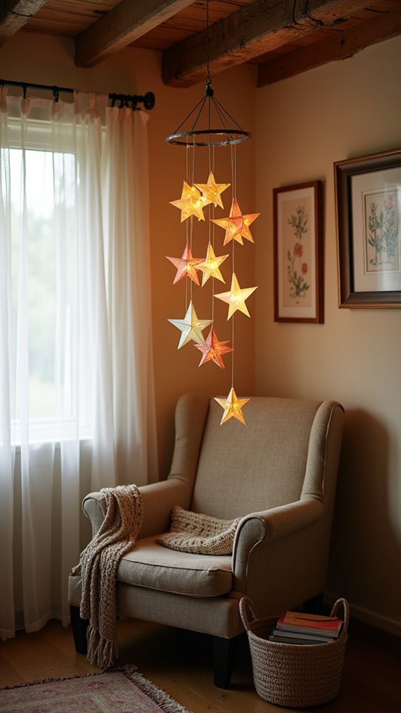 illuminated paper star mobile