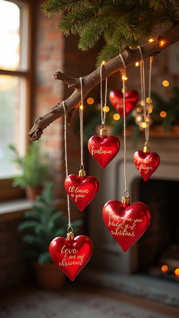 inspirational heart ornaments joy