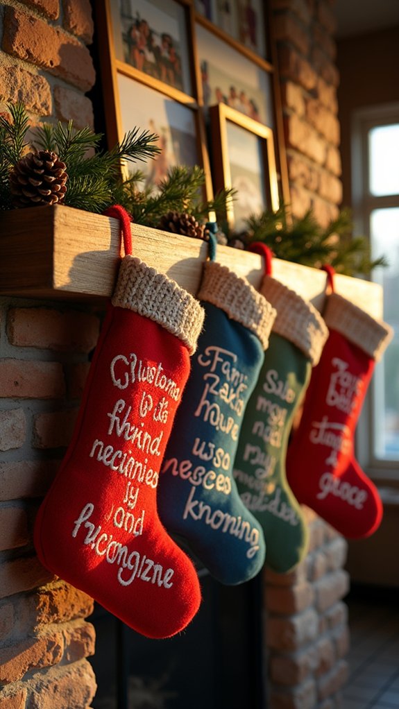 inspirational quote adorned stockings