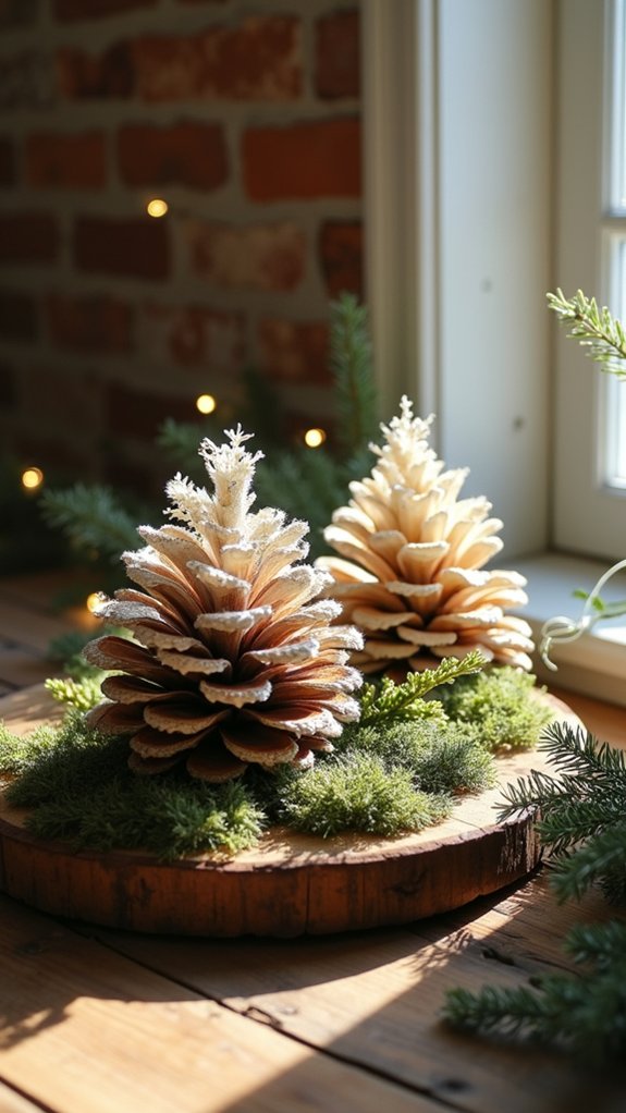 lace topped pine cone ornaments