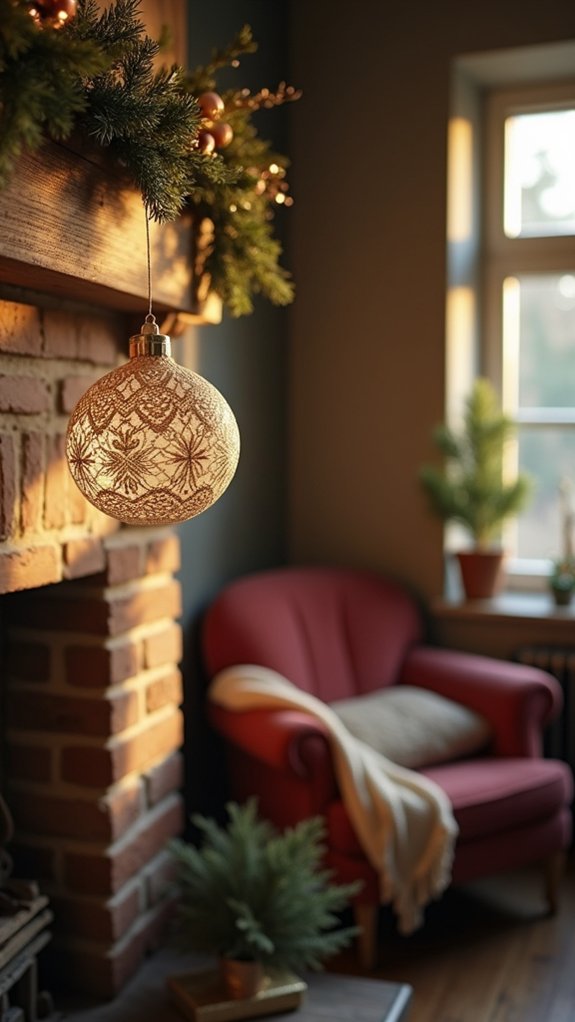 lace wrapped vintage christmas baubles