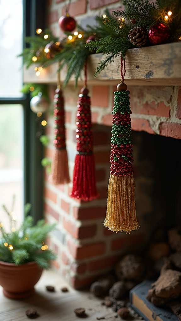 layered beaded tassel decor