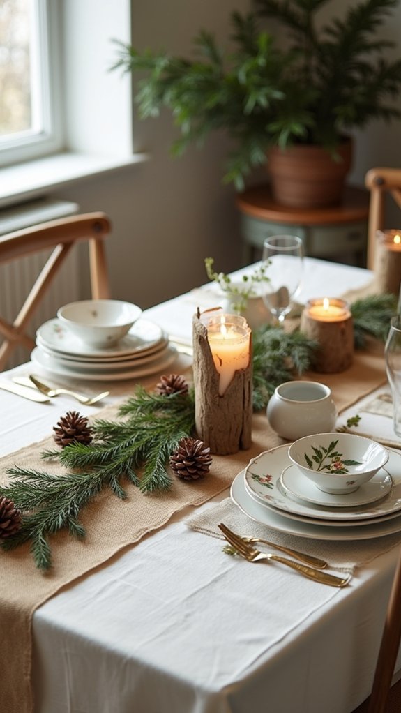 layered burlap texture decor