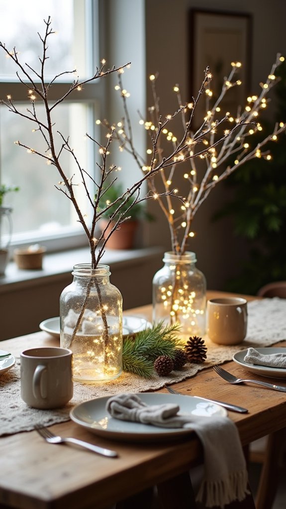 lighted branches create ambiance