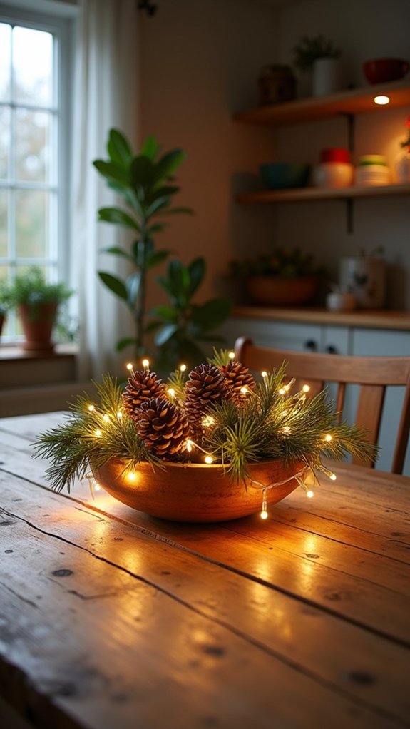 lighted centerpiece with ornaments