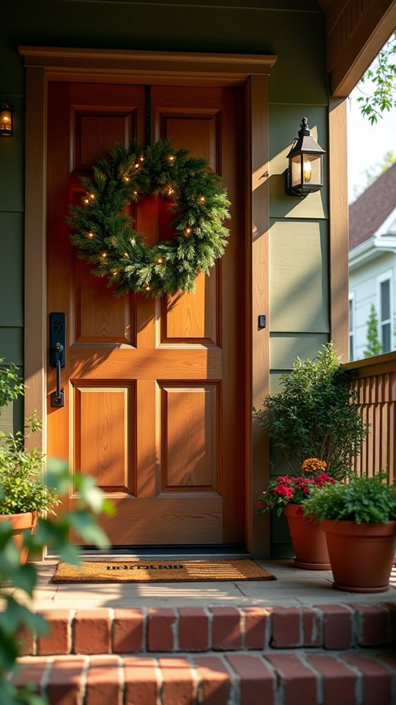 lighted festive door wreath