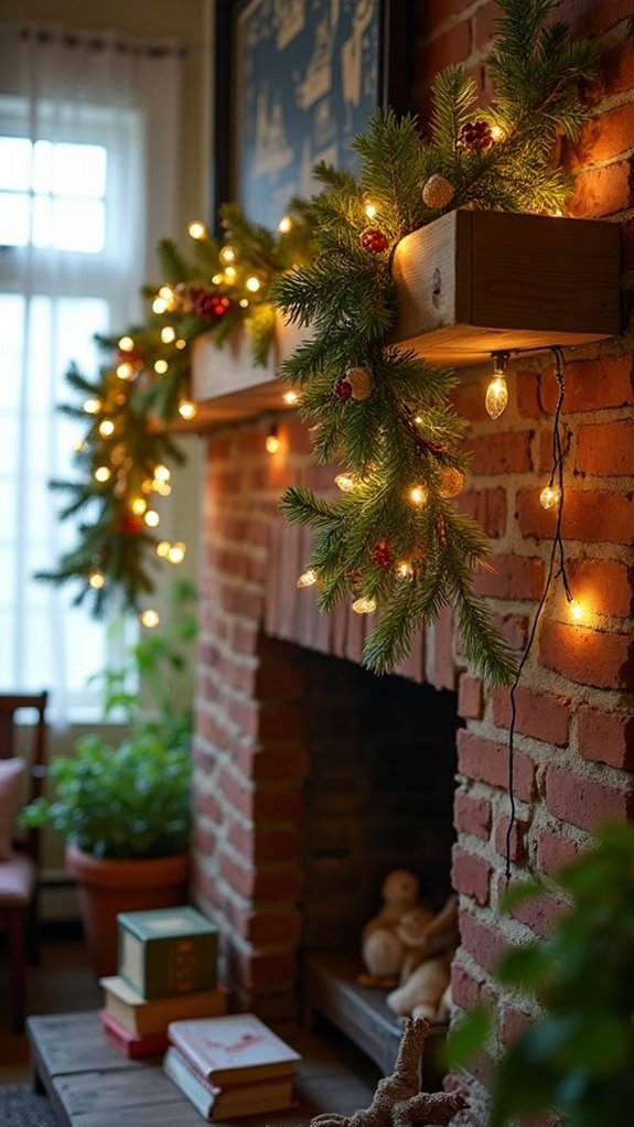 lighted garland with greenery