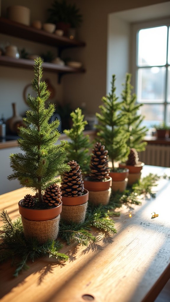 mini pinecone trees decor