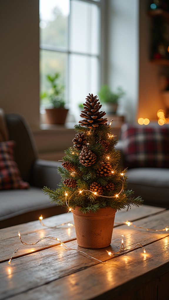 miniature festive pinecone tree