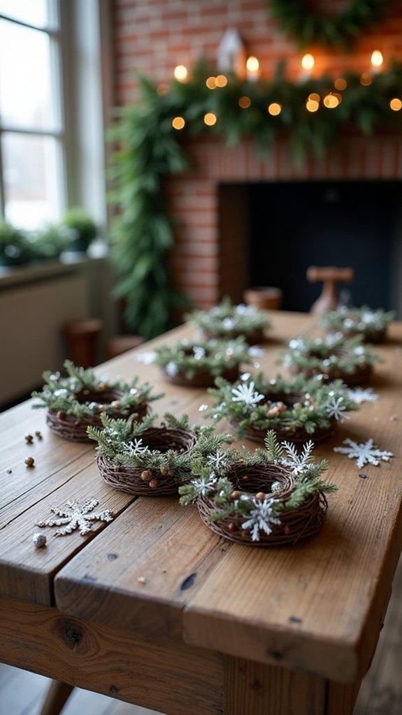 miniature snowflake wreath crafting