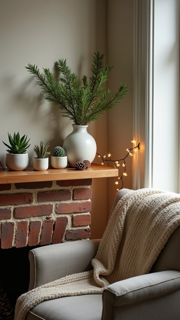 minimalist festive greenery accents