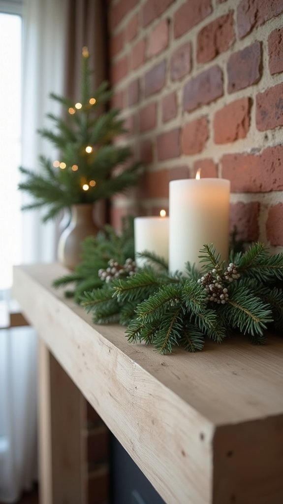 minimalist holiday mantle decor