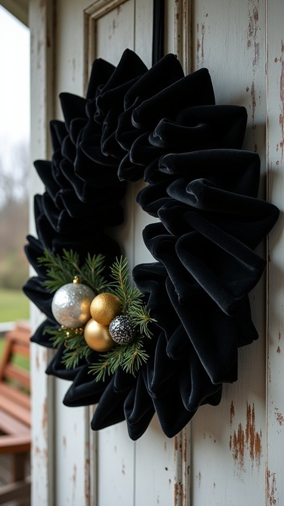 modern black velvet wreath