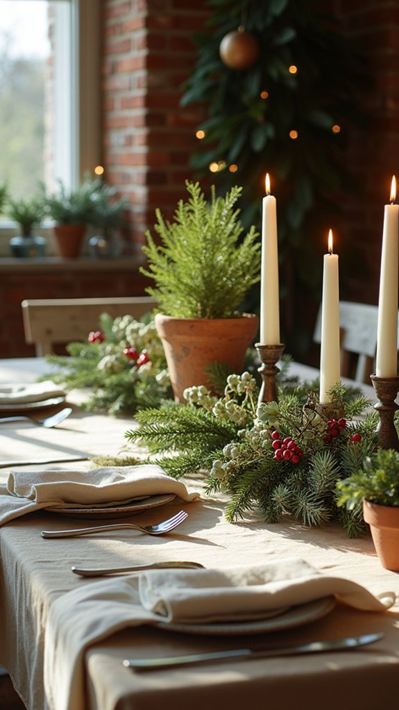 natural festive table arrangement