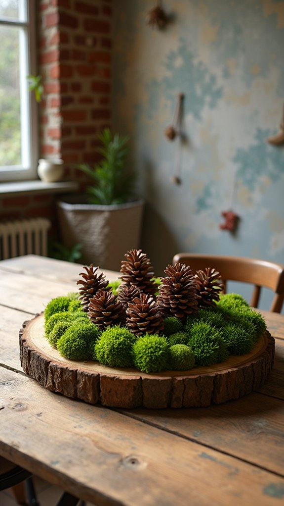 natural pinecone moss arrangement
