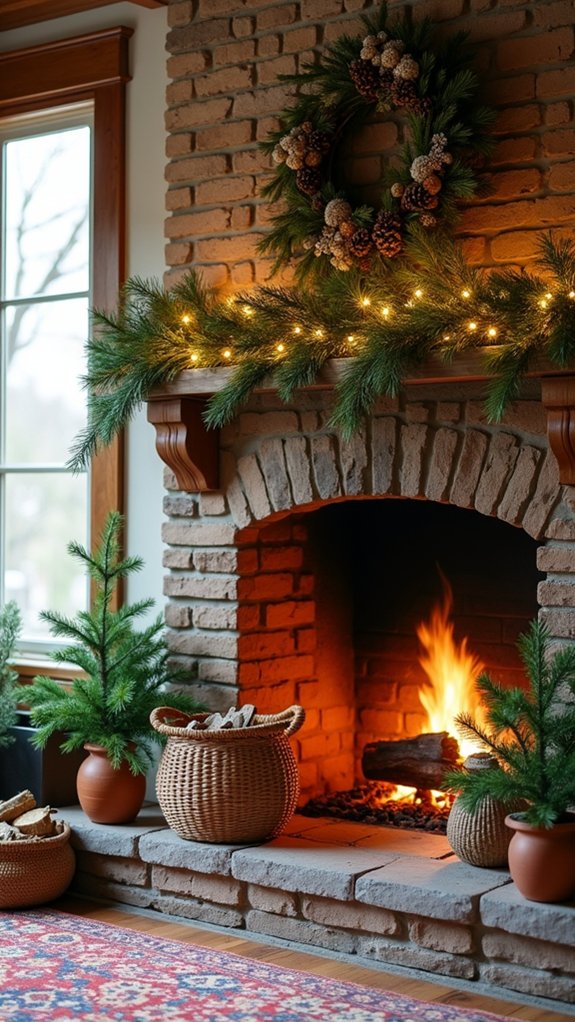 nature inspired fireplace decor