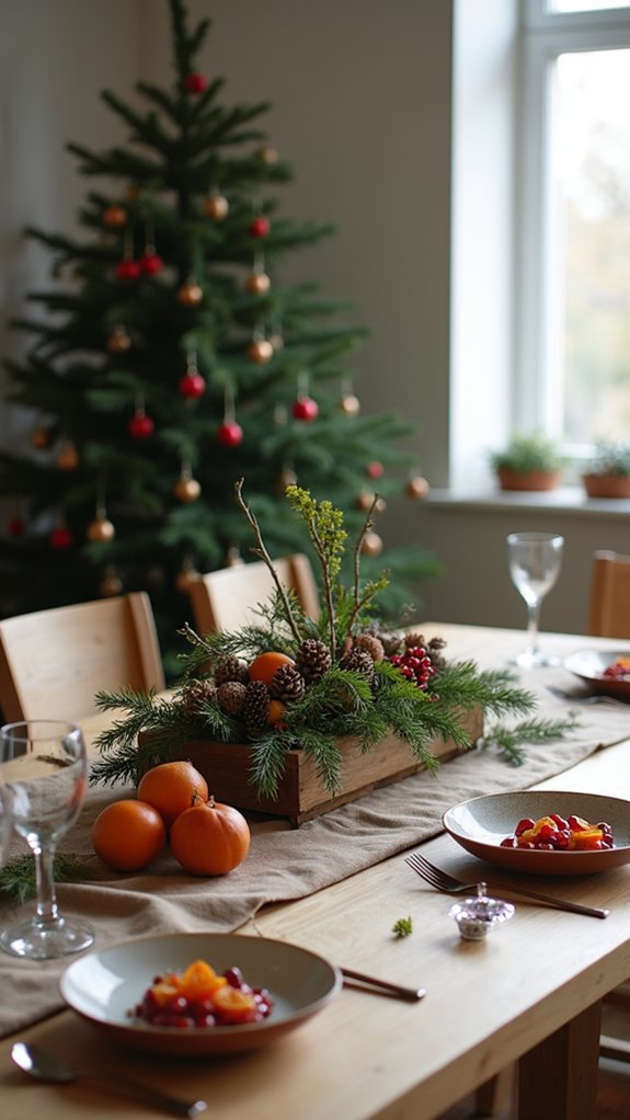 nature inspired holiday table setting