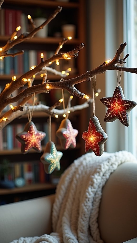 painted star rock ornaments