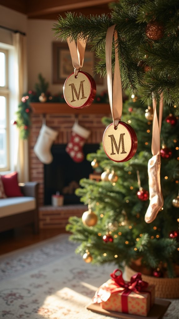 personalized holiday ribbon ornaments