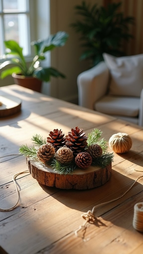 pine cone twine ornaments