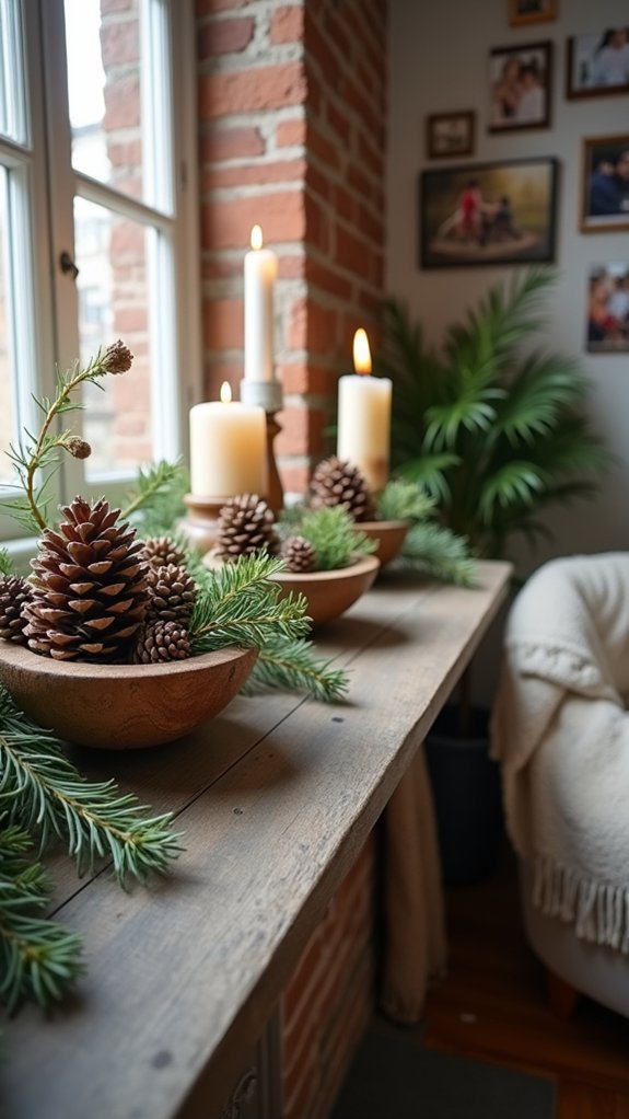 pinecone holiday decor arrangement