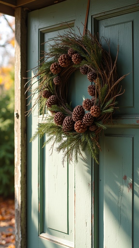pinecone twig wreath charm