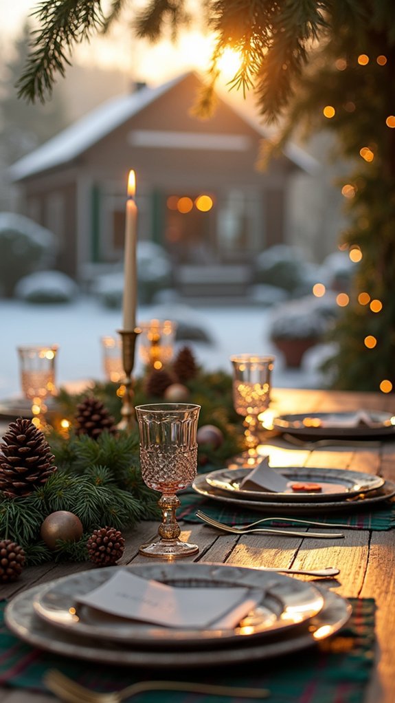 pinecone winter table decor