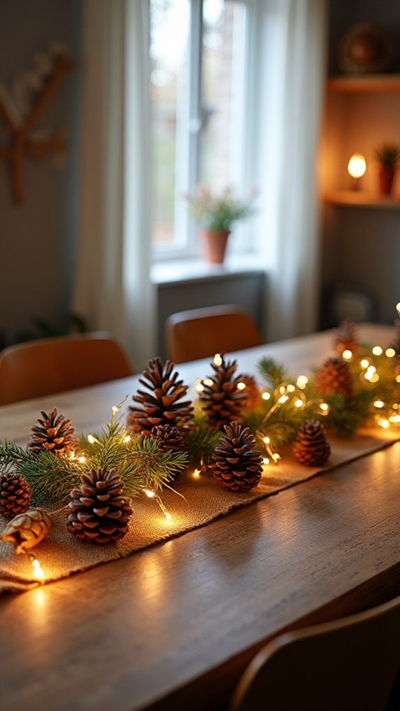 pinecones and fairy lights