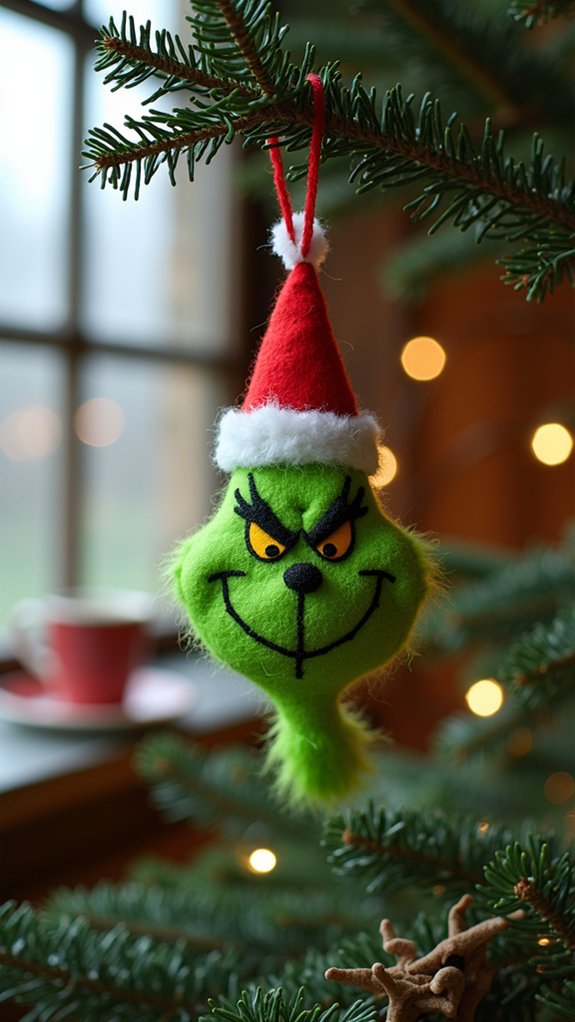 playful felt grinch ornament