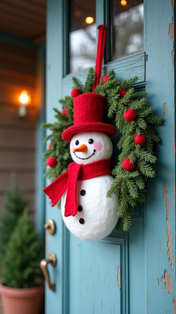 playful felt snowman wreath