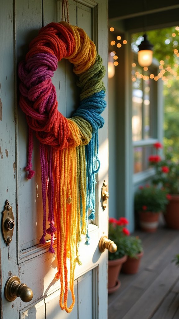 playful vibrant rainbow wreath