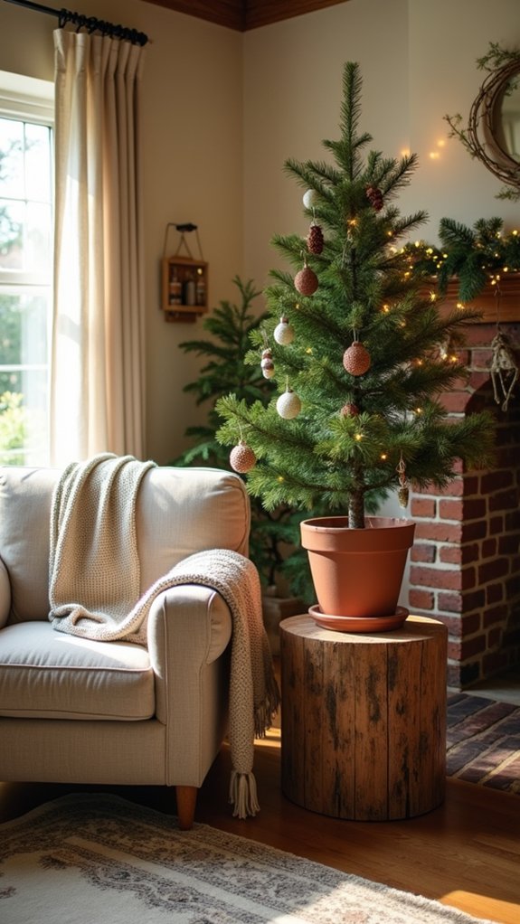 potted christmas tree decor