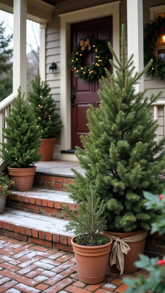 potted christmas trees indoors
