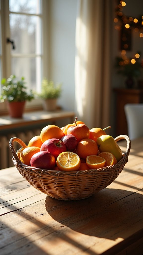 rattan fruit bowl centerpiece