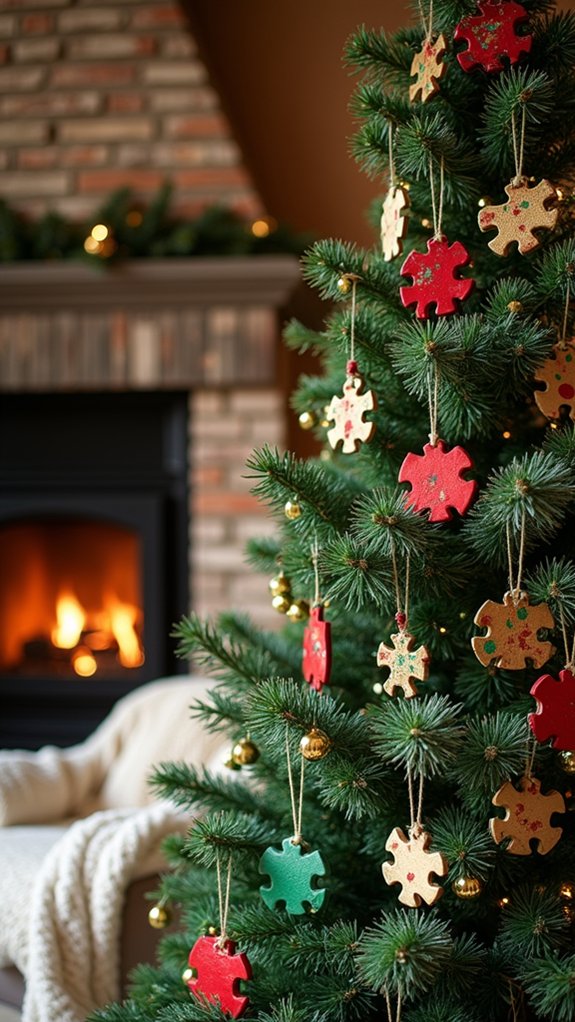 recycled puzzle piece ornaments