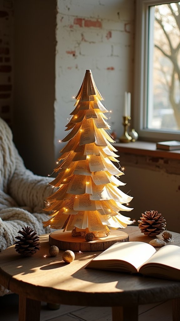 repurposed book page decorations