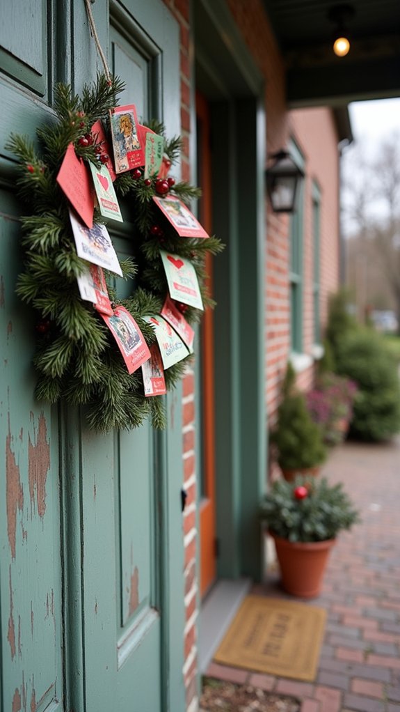 repurposed christmas card wreath