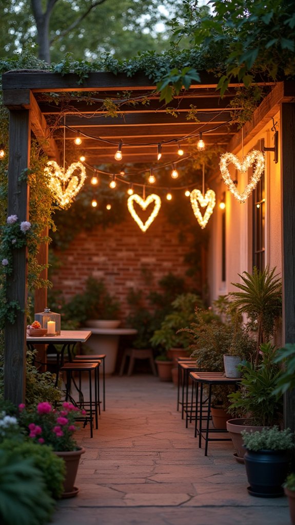 romantic heart shaped light frames